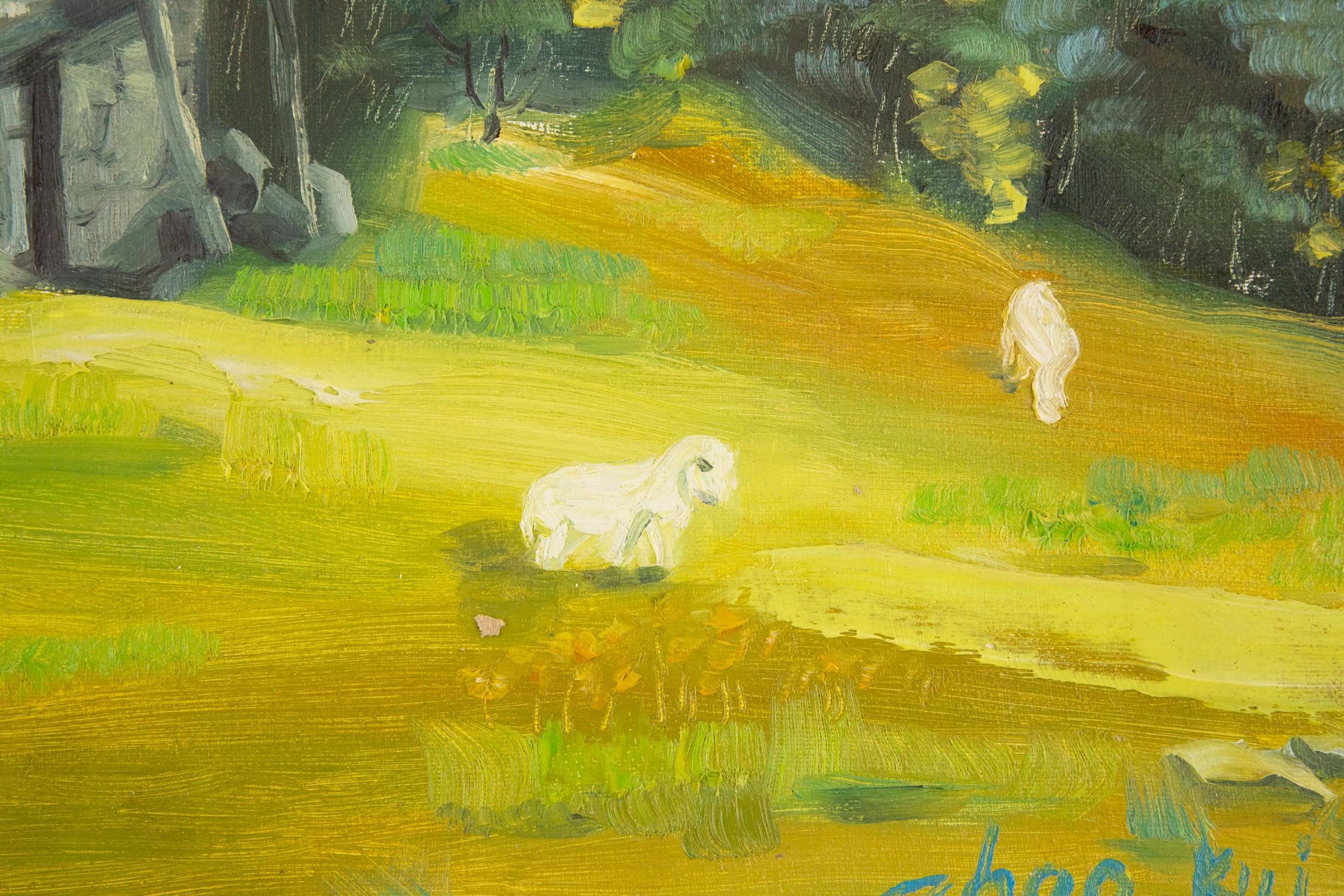 Huile impressionniste originale sur toile « Automne dans ma ville natale » de Kui Zhao en vente 4