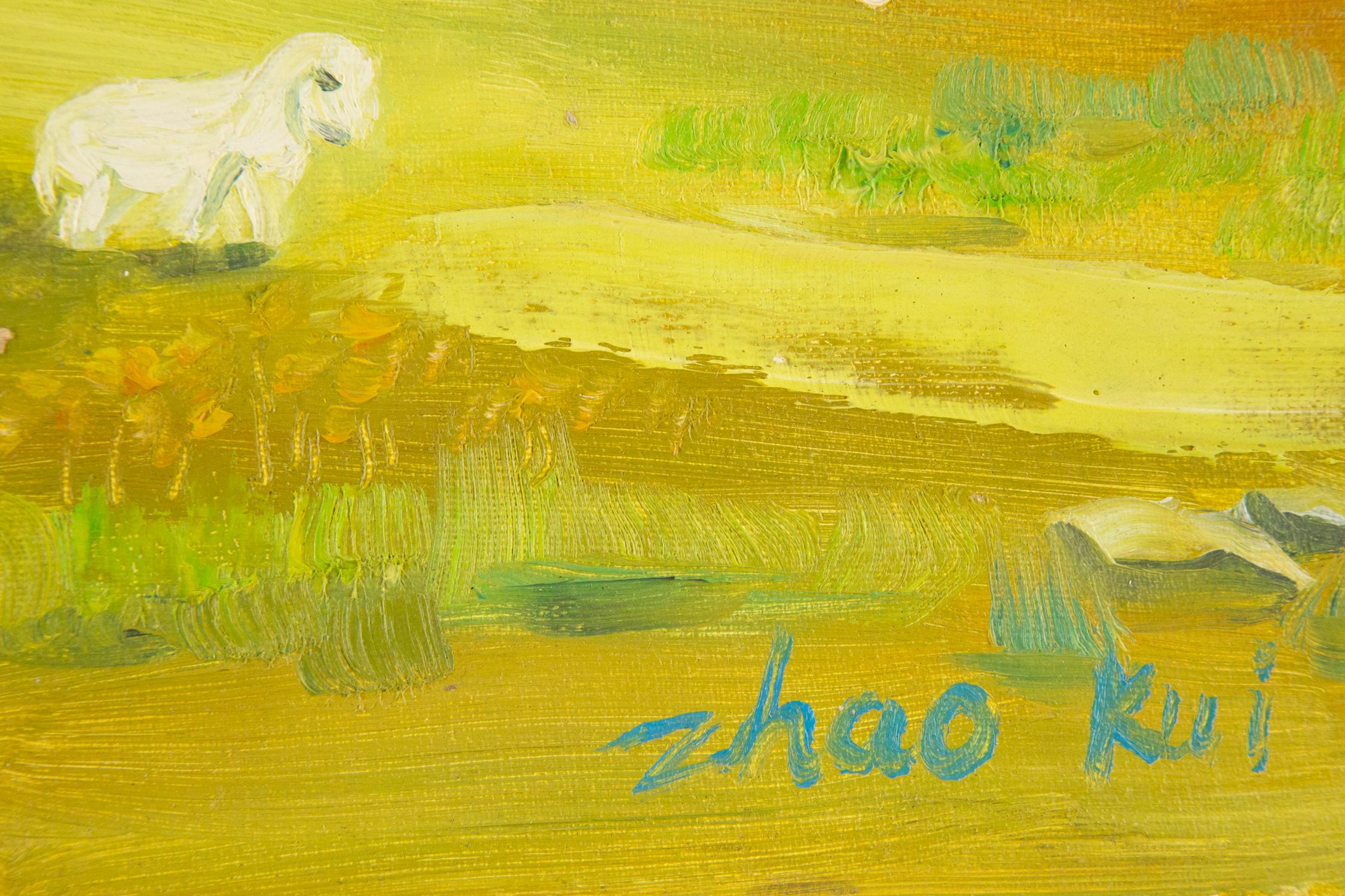 Huile impressionniste originale sur toile « Automne dans ma ville natale » de Kui Zhao en vente 5