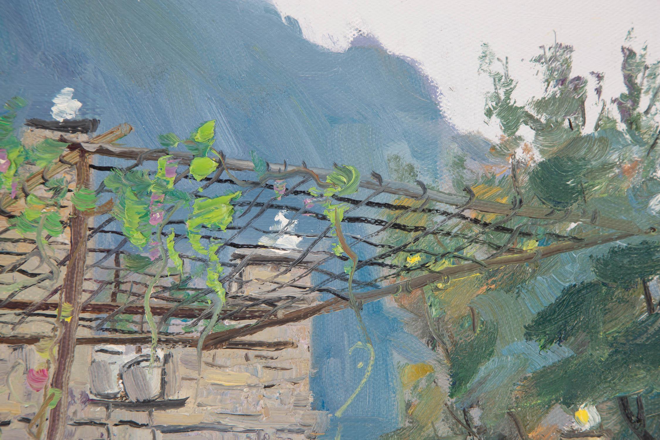 Huile sur toile impressionniste originale Kui Zhao « Qiangzhai Morning Glory » ( Gloire du matin) en vente 2