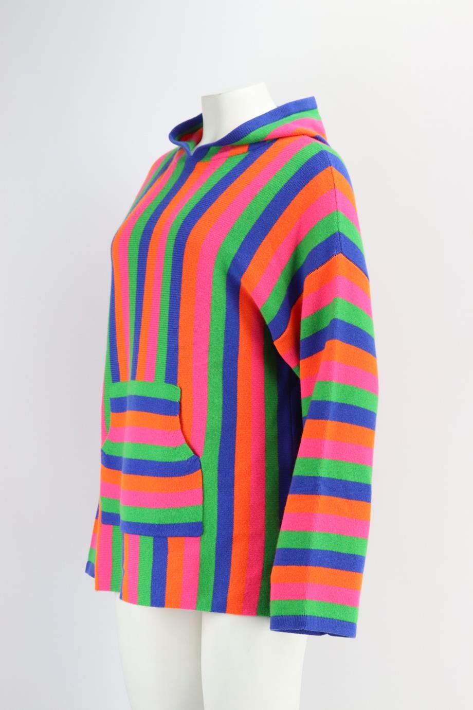 Pink Kujten Striped Cashmere Hoodie One Size