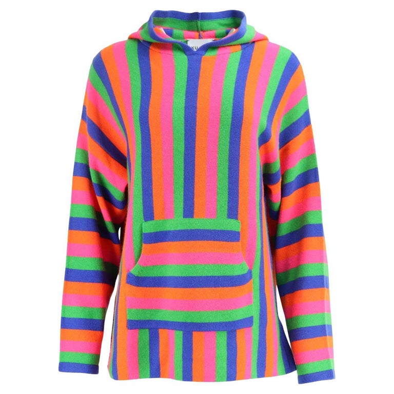 Kujten Striped Cashmere Hoodie One Size For Sale at 1stDibs