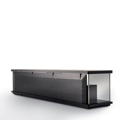 Kukei Symmetrical Ash Wood and Leather Sideboard