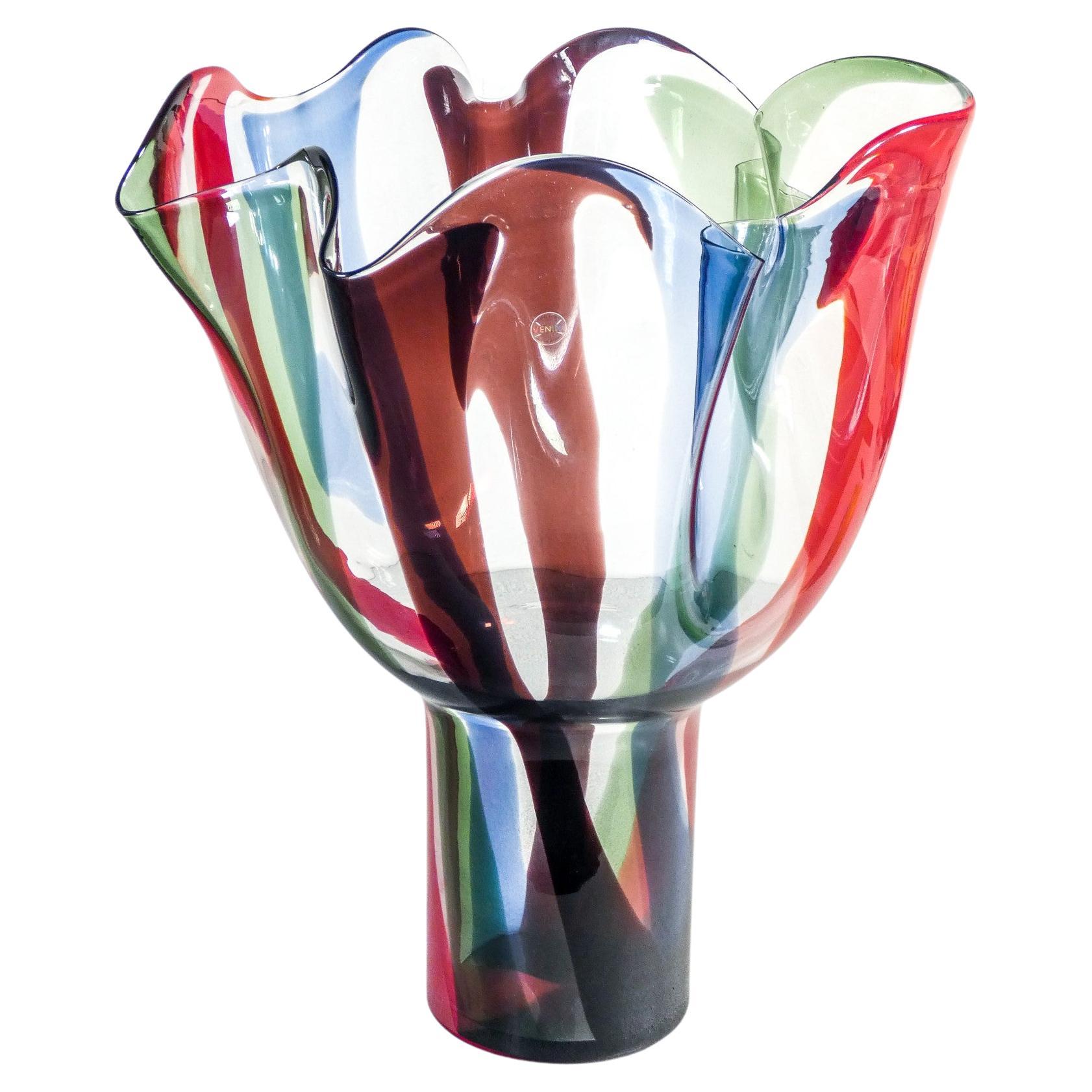 "Kukinto" Polychrome Blown Glass Vase, Design Timo Sarpaneva for Venini, Italy
