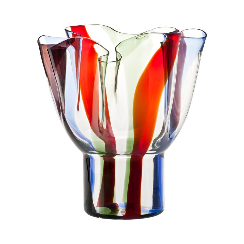 Vase court Kukinto en verre multicolore de Timo Sarpaneva