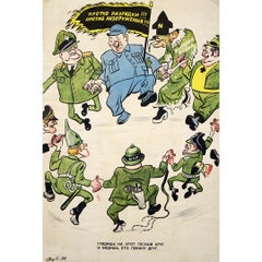 1979 original Soviet propaganda poster by Kukryniksy - Anti NATO satire