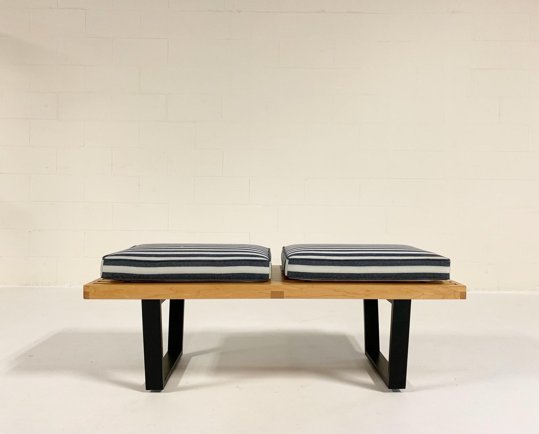This iconic bench is part of the Kule x Forsyth collab. Introducing a collection of timeless design icons restored by Forsyth with fabric designed by Kule. The collection includes an Eero Saarinen womb chair, Ludwig Mies van der Rohe Brno chairs,