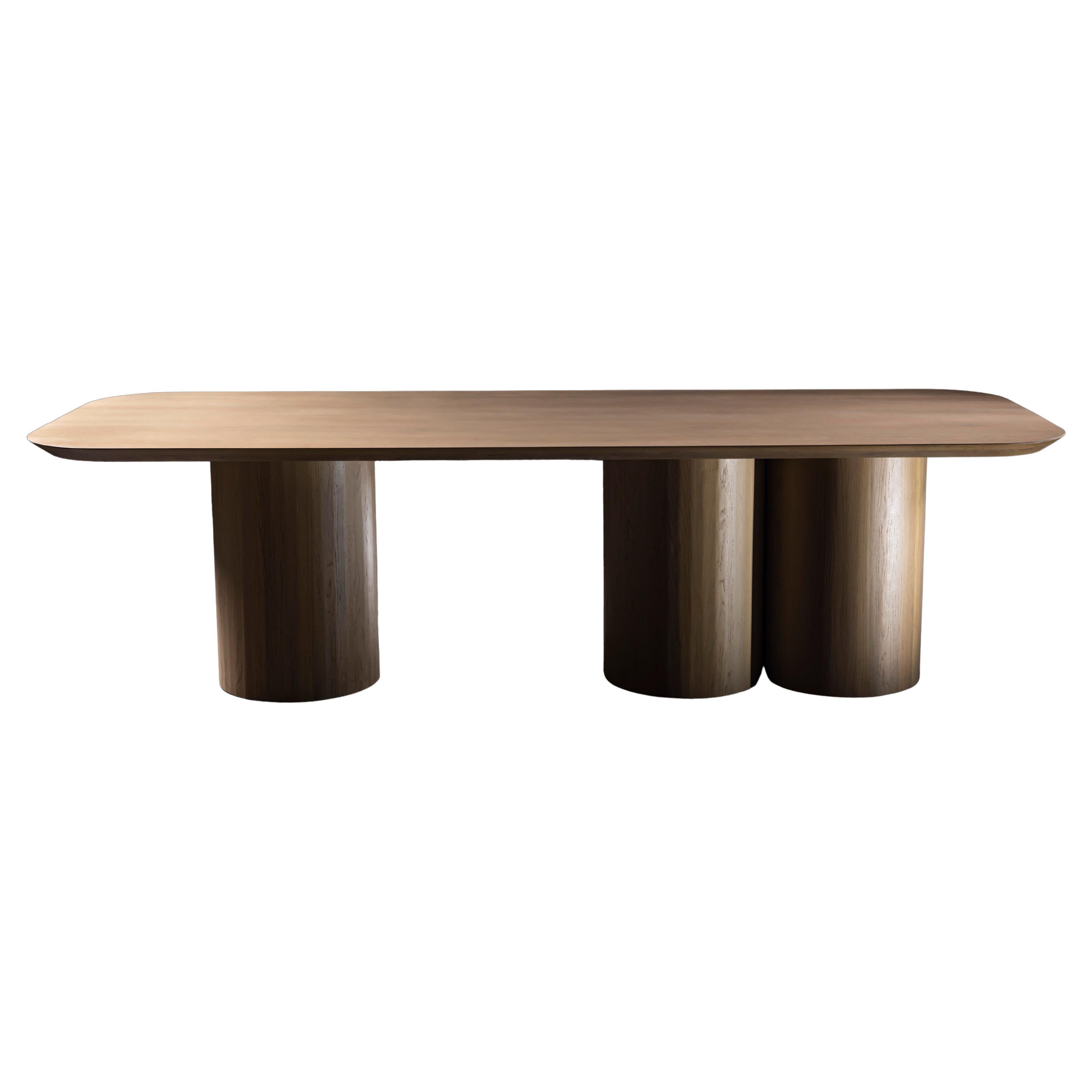 Kulindros Rectangular Dining Table in Solid Oak by No Age Studio