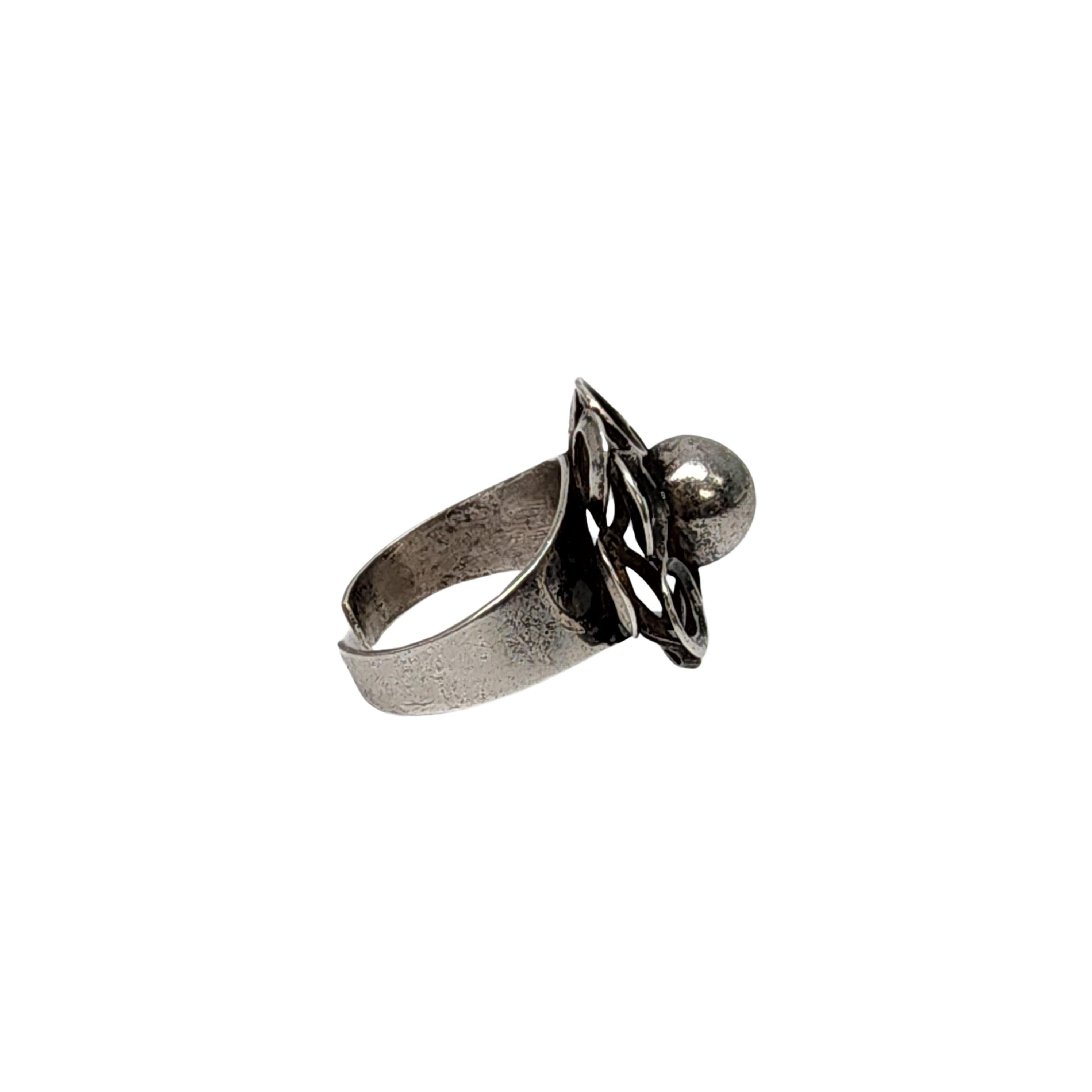 Women's Kultaseppa Salovaara Finland Sterling Silver Flower Ring Adjustable Size #16698 For Sale