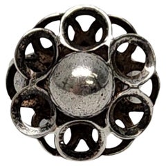 Vintage Kultaseppa Salovaara Finland Sterling Silver Flower Ring Adjustable Size #16698