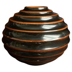Kulvas Black and Orange Vase by Ewald Dahlskog