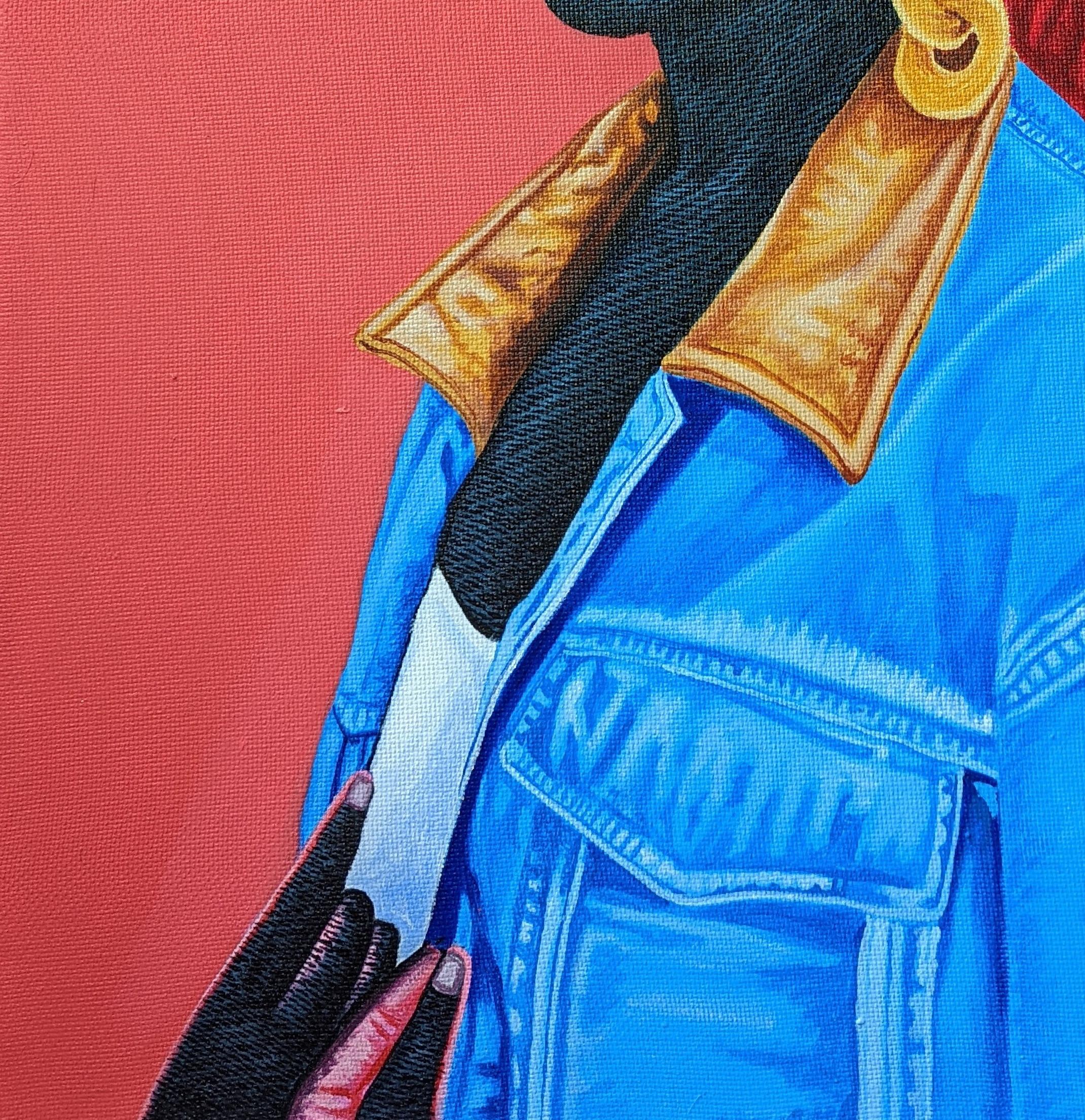 Becky - Orange Portrait Painting par Kum Cletus