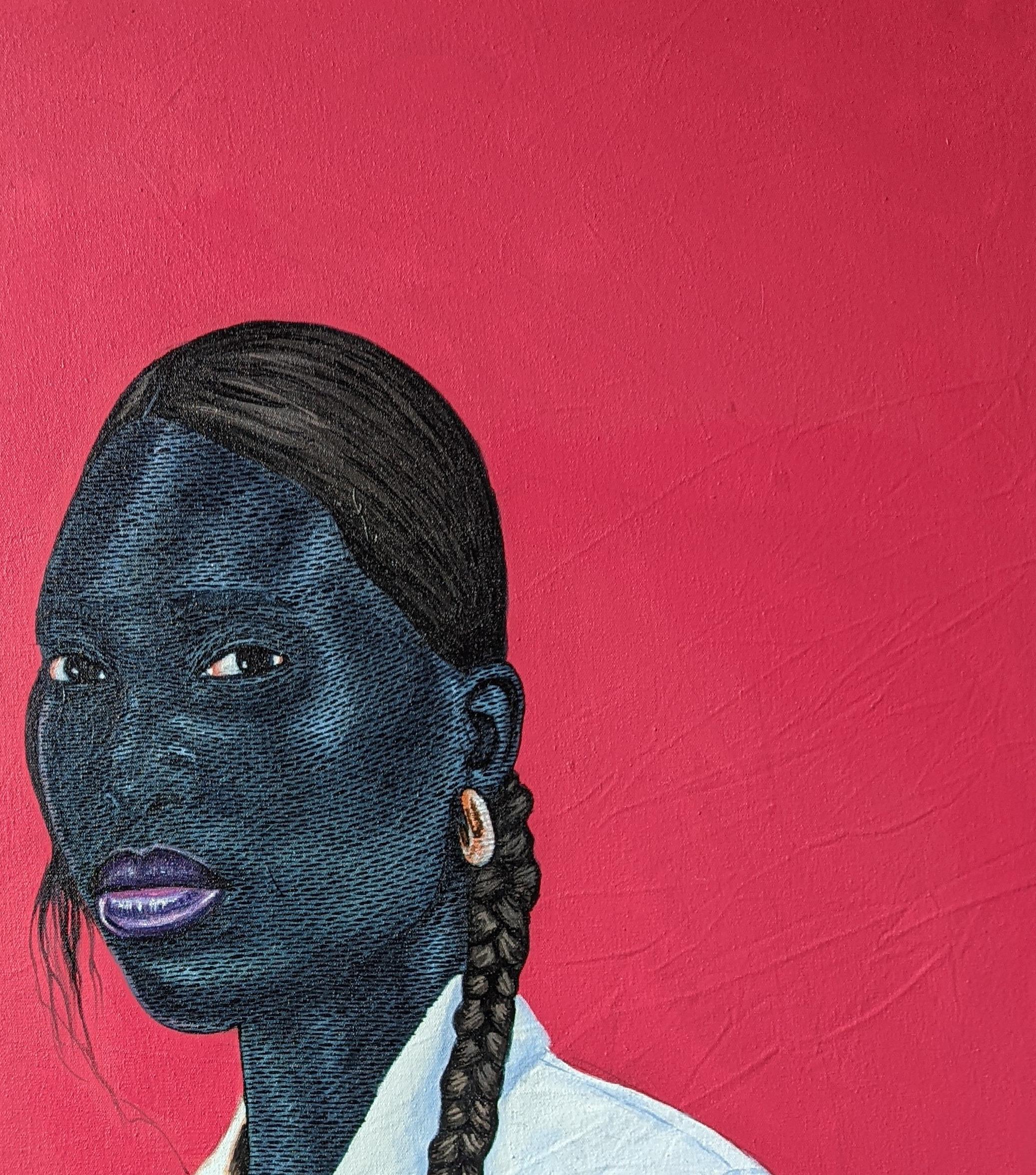 Black Beauty - 21st Century, Contemporary, Figurative Portrait, Acrylic, Women - Expressionist Painting by Kum Cletus