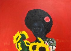 Ewie - 21st Century, Contemporary, Figurative Portrait, Floral, Modern, Women