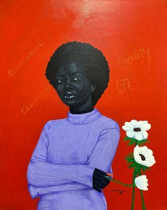 Rebecca - 21. Jahrhundert, Zeitgenössisch, Figuratives Porträt, Floral, Modern, Frauen