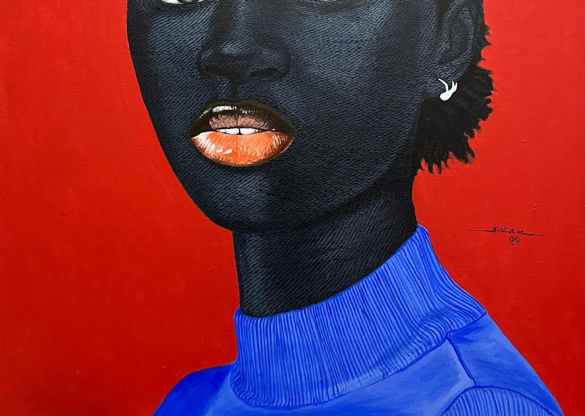 Untitled 3 - 21st Century, Contemporary, Figurative Portrait, Modern, Women - Expressionist Painting by Kum Cletus