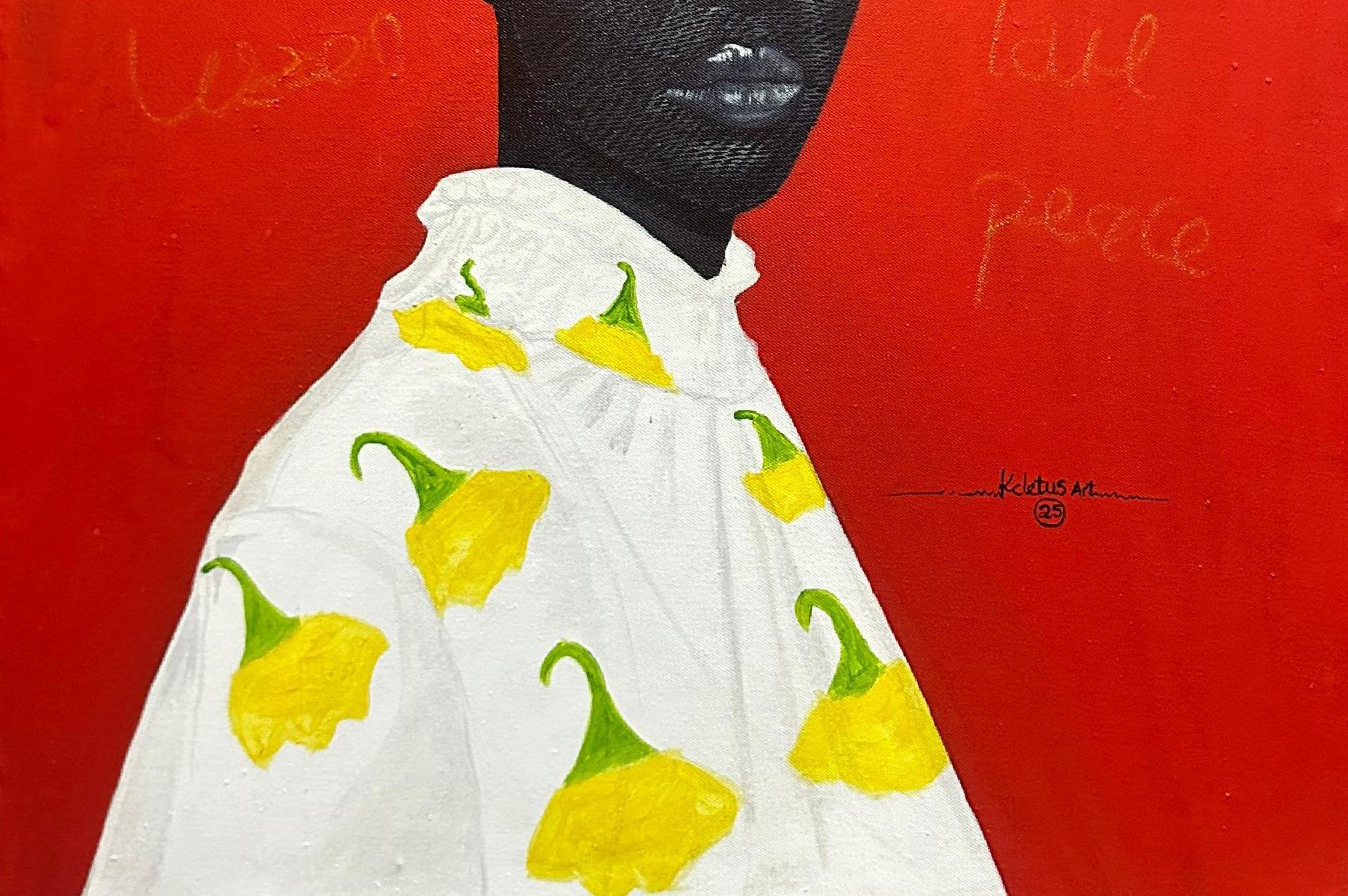 Untitled 5 - 21st Century, Contemporary, Figurative Portrait, Modern, Women - Expressionist Painting by Kum Cletus