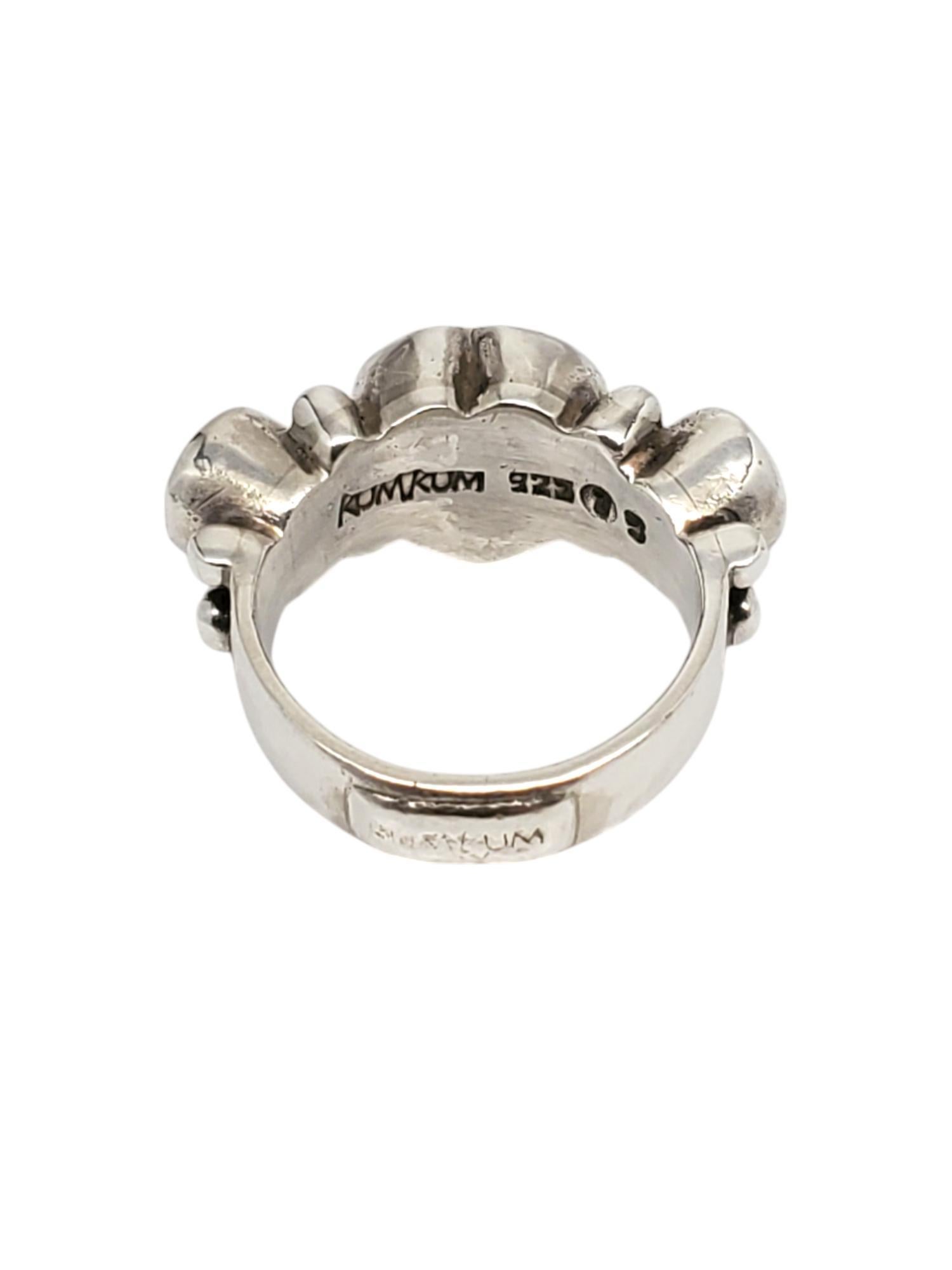 Heart Cut Kum Kum Sterling Silver CZ & Heart Ring Size 6.75 #20832