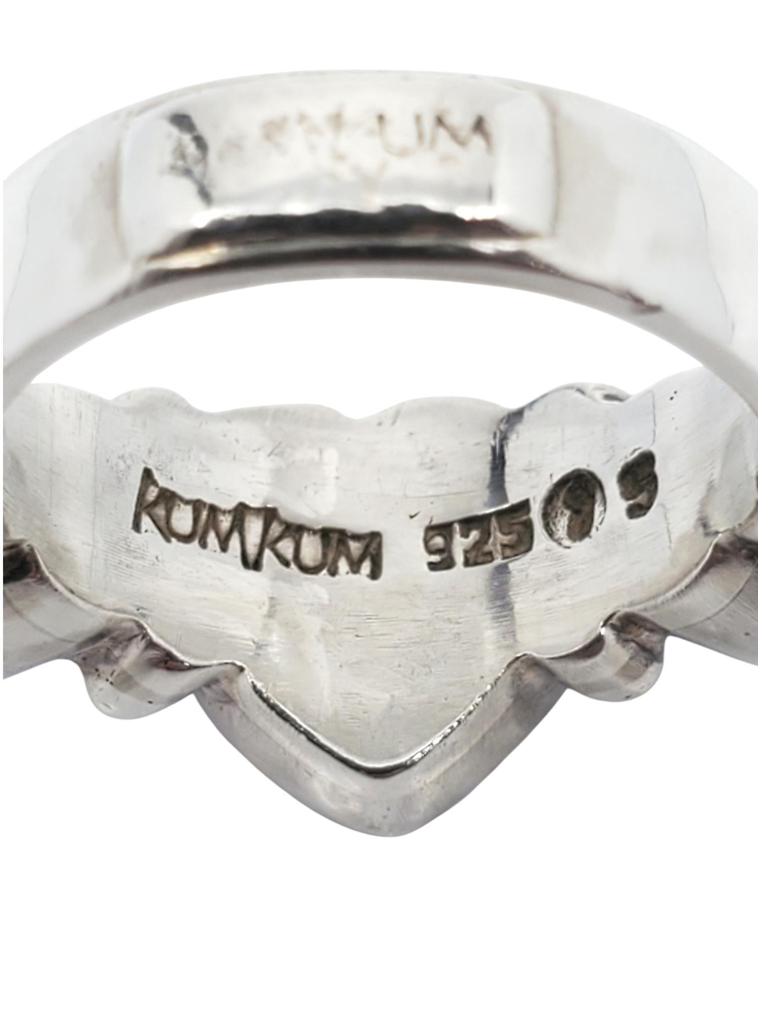Women's Kum Kum Sterling Silver CZ & Heart Ring Size 6.75 #20832