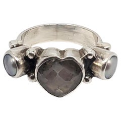 Kum Kum Sterling Silver CZ & Heart Ring Size 6.75 #20832