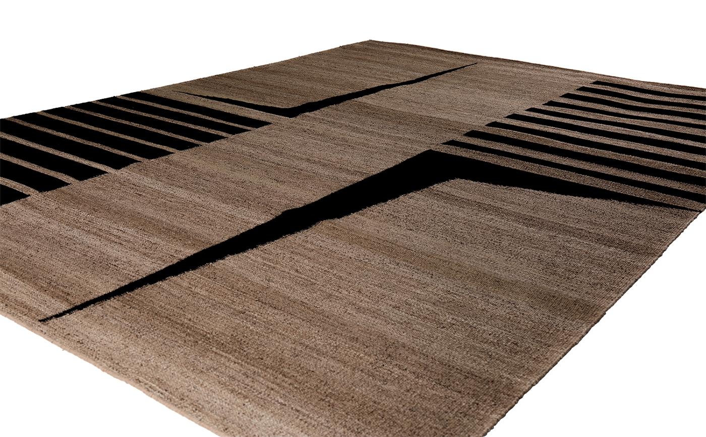 Verschönern Sie Ihren Raum mit dem handgeknüpften Teppich Khumba, einer perfekten Mischung aus schwarzer Wolle und natürlichen Nesselfasern. Wählen Sie die Größe, die zu Ihrem Raum passt - 170x240cm, 200x300cm oder 300x400cm. Mit einer Vielzahl von
