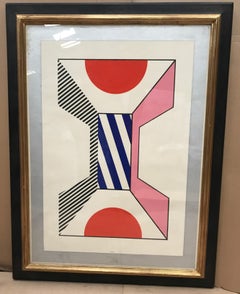 Kumi Sugai Signed "Geometric Forms" Gouache on Paper, France, 1960s