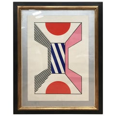 Kumi Sugai Signed "Geometric Forms" Gouache on Paper, France, 1960s