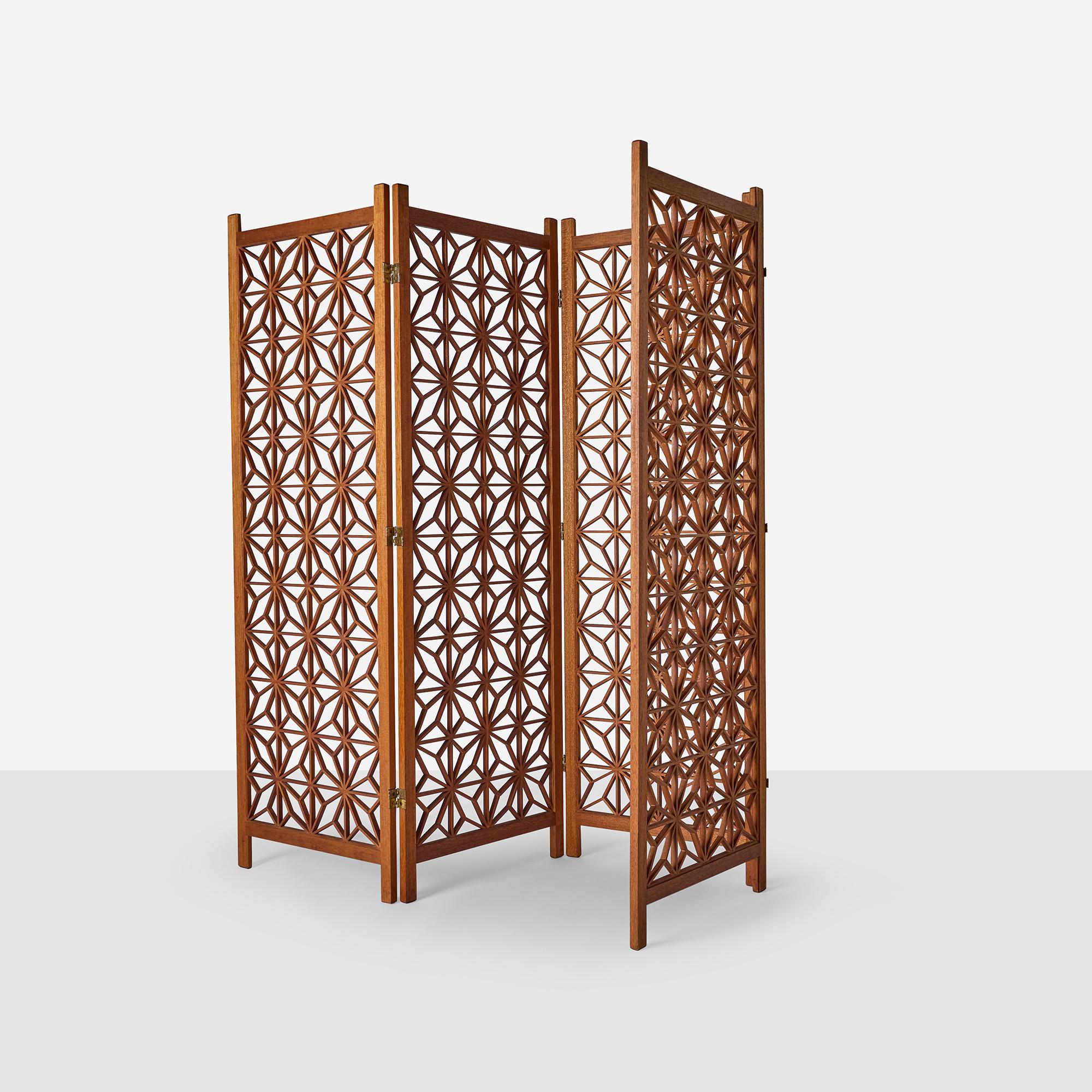 Séparateur de pièce en teck Kumiko en vente 7