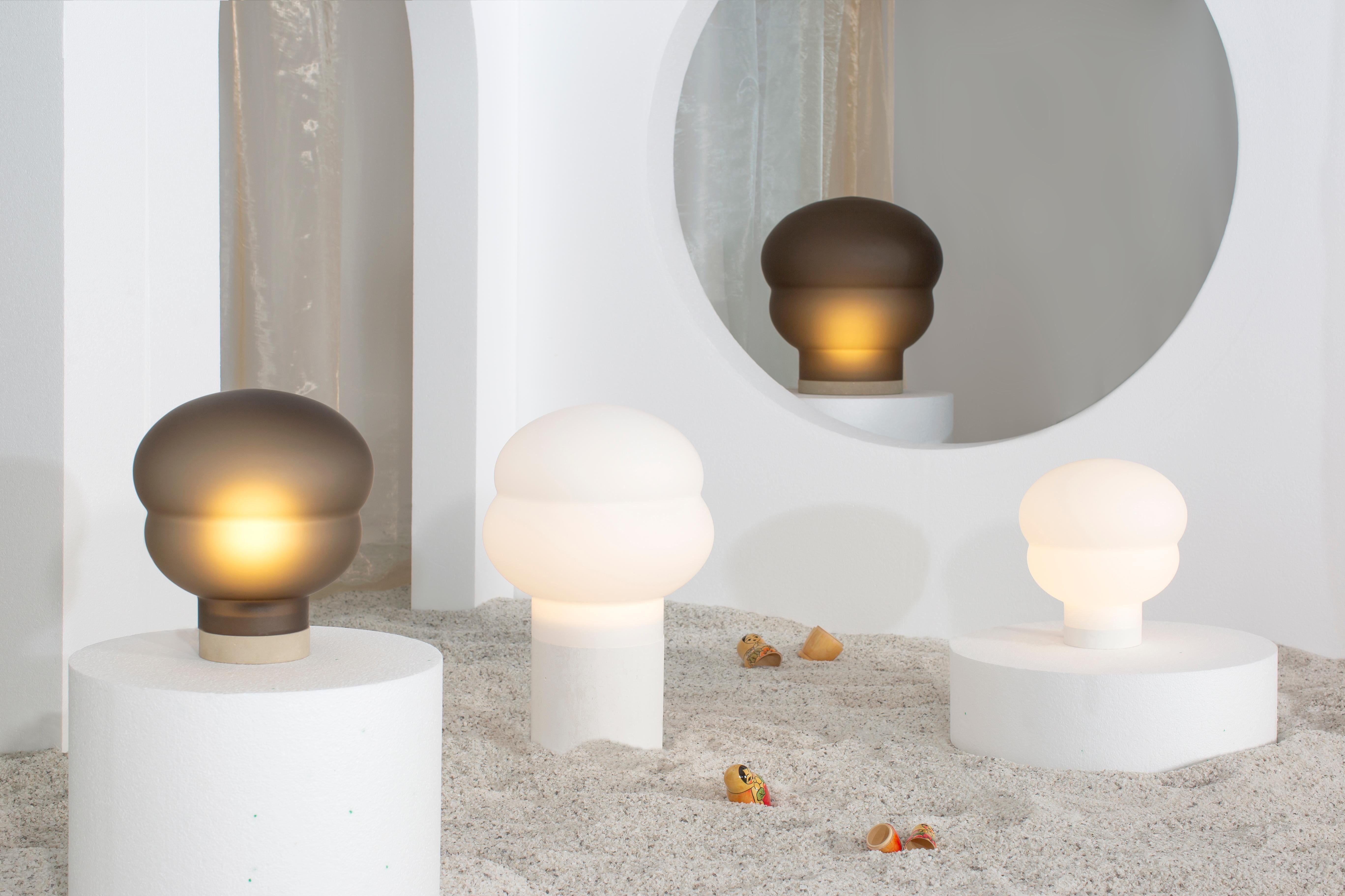Contemporary Kumo Medium Smoky Grey Acetato Taupe Floor Lamp by Pulpo For Sale