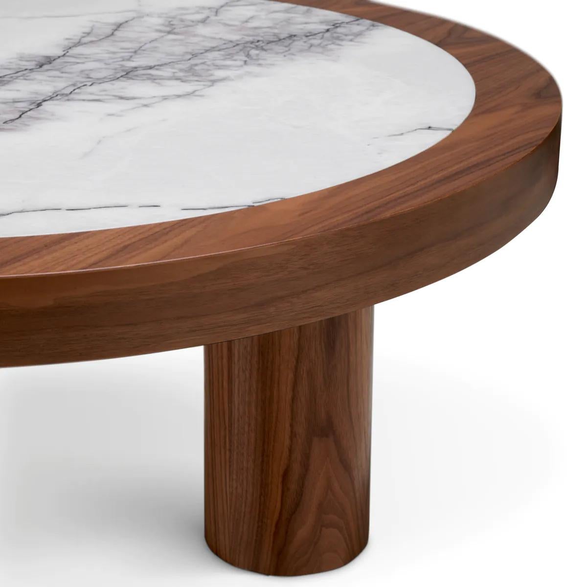 Marble Kumo Walnut Coffee Table For Sale