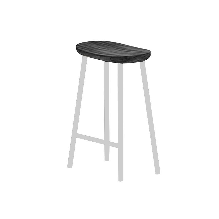 Modern Black Solid Acacia Counter Stool with Stainless Steel Legs