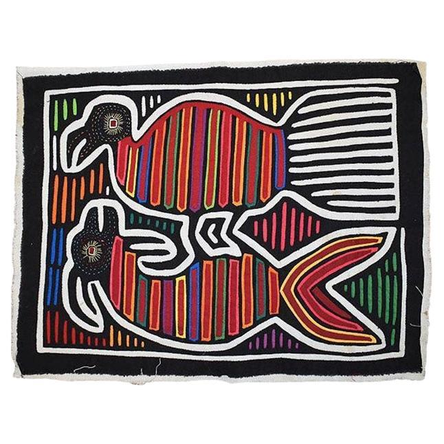 Kuna Mola Appliqué Brightly Colored Bird Wall Tapestry, Central America