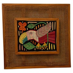Kuna Mola Texile Bird Wall Decor Hand Crafted 1970's Central America