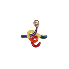 Kundalini III Gold Ring, Uncut Diamond, Meenakari, India by Kahana Jewels