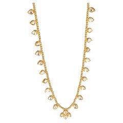 Kundan Diamond Slice Teardrop & Enamel Necklace in 18K Yellow Gold '3.31 ctw'