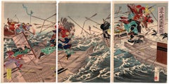 Kuniomi Utagawa, Japanese Woodblock Print, Ukiyo-e, Samurai, Utagawa School, Sea
