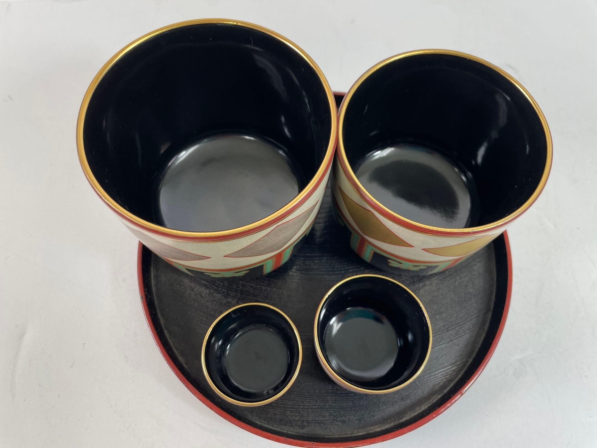 Kuniyaki Teeschalen und Tablett-Set aus Japan nach Nonomura Ninsei im Angebot 8