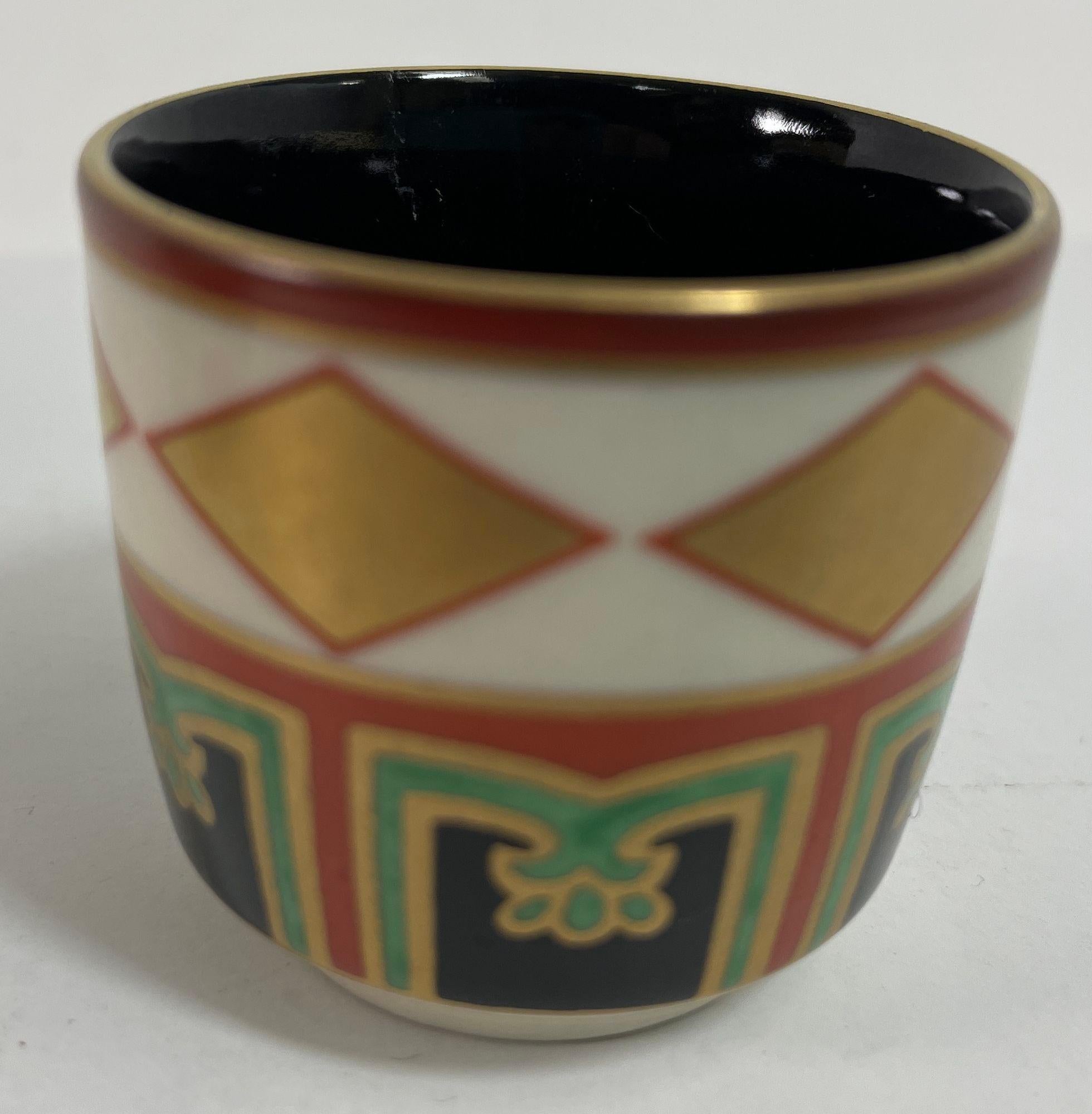 Kuniyaki Tea Bowls and Tray Set After Nonomura Ninsei Japan For Sale 1