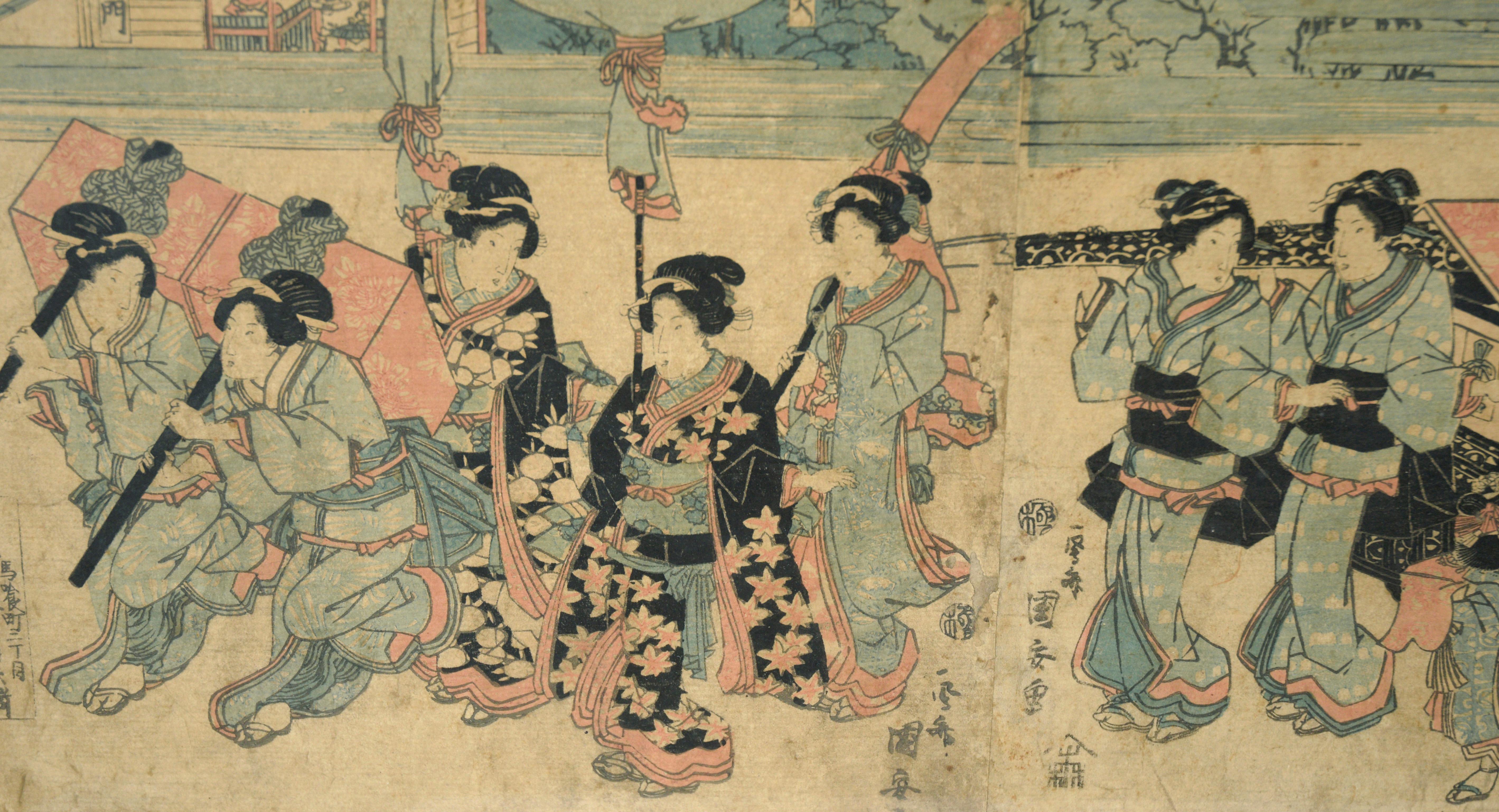 The Pilgrimage Procession to Kinryuzan Temple at Asakusa in the Eastern Capital - Edo Print by Kuniyasu