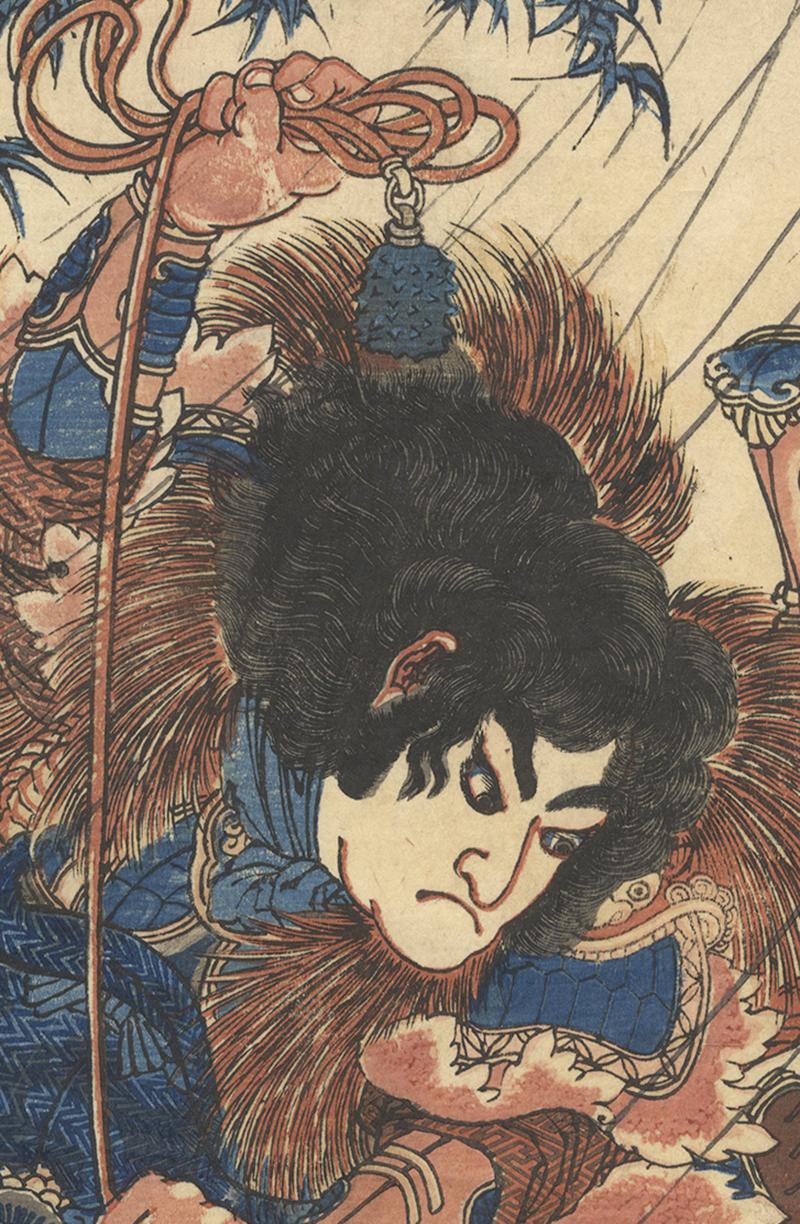 Edo Kuniyoshi Utagawa, Hero, Water Margin, Suikoden, Japanese Woodblock Print
