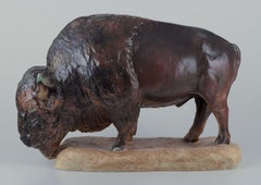 Kuno Norvark for Bing and Grondahl. Colossal and rare figurine of a bison.