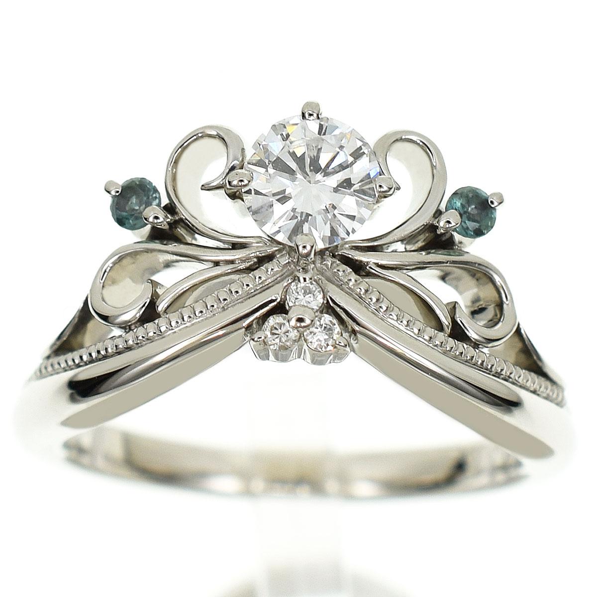 Marke: K.uno
Name: Prinzessin Tiara Diamant Ring
Material:1P Diamant (0,30ct D-VS1-GD), 3P seitlicher Diamant (D0,03ct), 2P Alexandrit, Pt900 Platin
Gewicht:6.1g（Ungefähr）
Ringgröße (Zoll): Britisch & Australisch: I 1/2  /   US & Kanada:4.5 / 