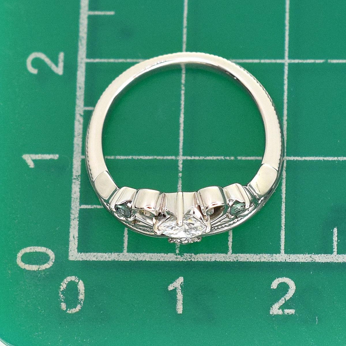 K.uno Platinum Princess Tiara 0.30 Carat Diamond Side Diamonds Alexandrite Ring In Good Condition For Sale In Tokyo, JP