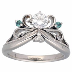 K.uno Prinzessin Tiara Diamant 0,30 Karat D-VS1-GD seitlicher Diamant 0,30 Karat Platinring