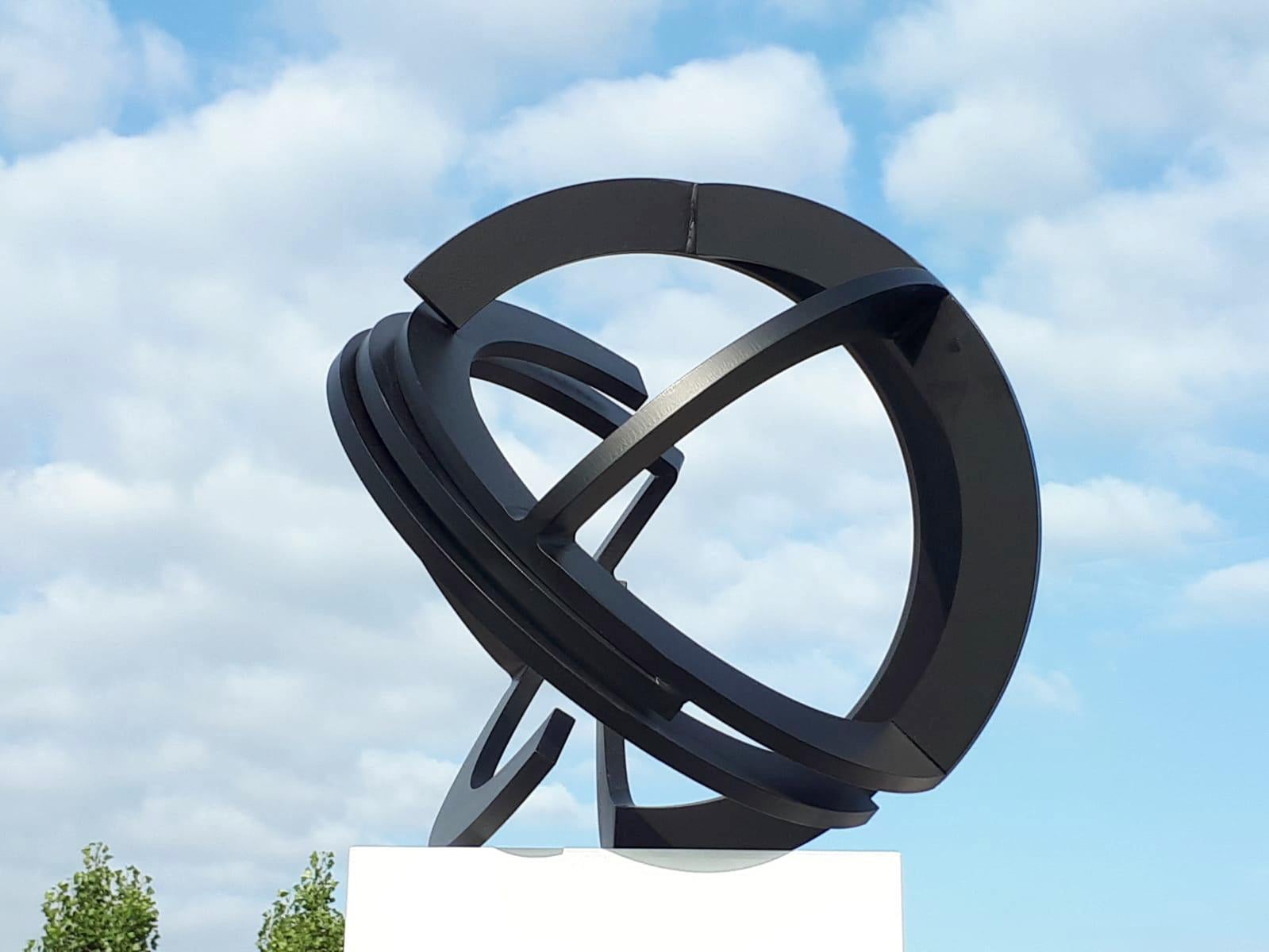 Ambit by Kuno Vollet - Contemporary Black Circle Steel Sculpture 3