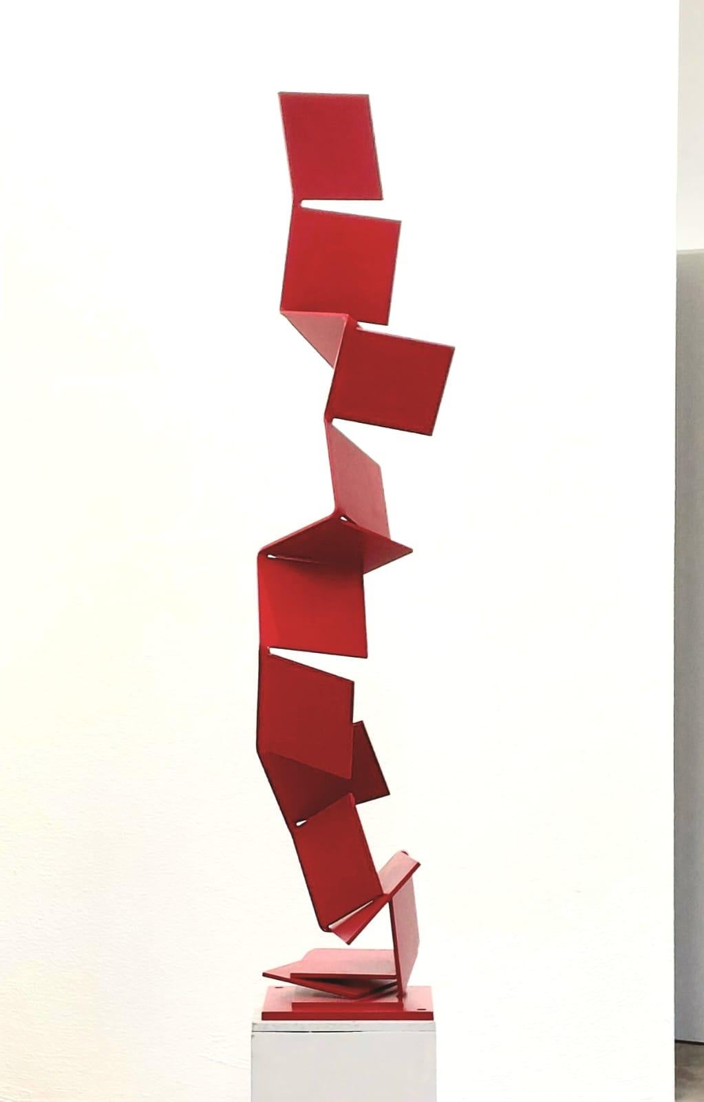 Aspire Upwards by Kuno Vollet - Contemporary Red Steel sculpture for Outdoors For Sale 5