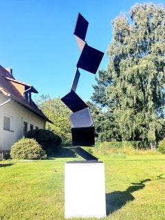 Aspiring Path by Kuno Vollet - Contemporary Black Steel sculpture for Outdoors