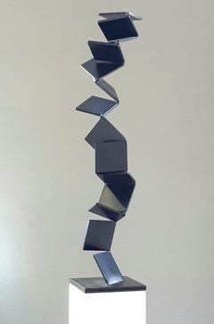 Aspiring Path by Kuno Vollet - Sculpture contemporaine en acier bleu pour l'extérieur