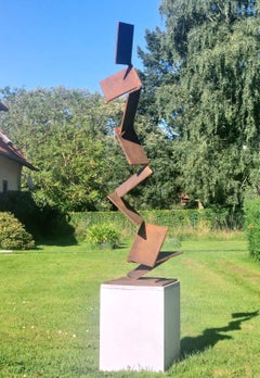 Aspiring Path by Kuno Vollet - Contemporary Rusted Steel sculpture for Outdoors