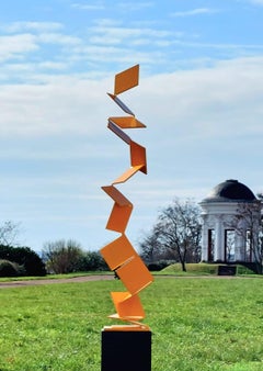 Aspiring Path by Kuno Vollet - Sculpture contemporaine en acier jaune pour l'extérieur