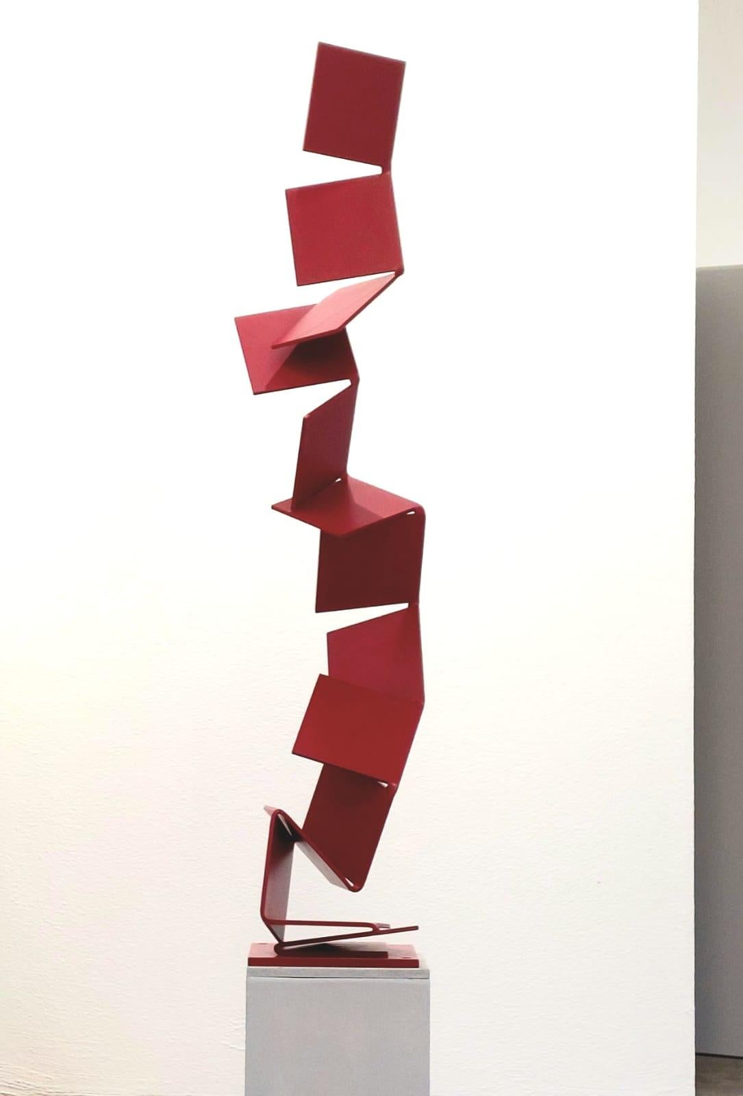 Aspiring Upwards by Kuno Vollet - Contemporary Red Steel sculpture for Outdoors For Sale 3
